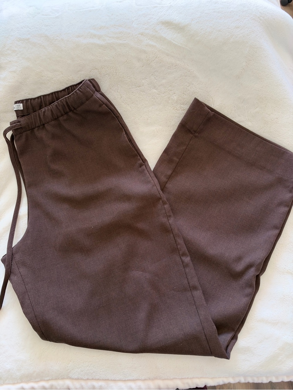 Abercrombie & Fitch Chocolate Brown Wide-Leg Drawstring Joggers